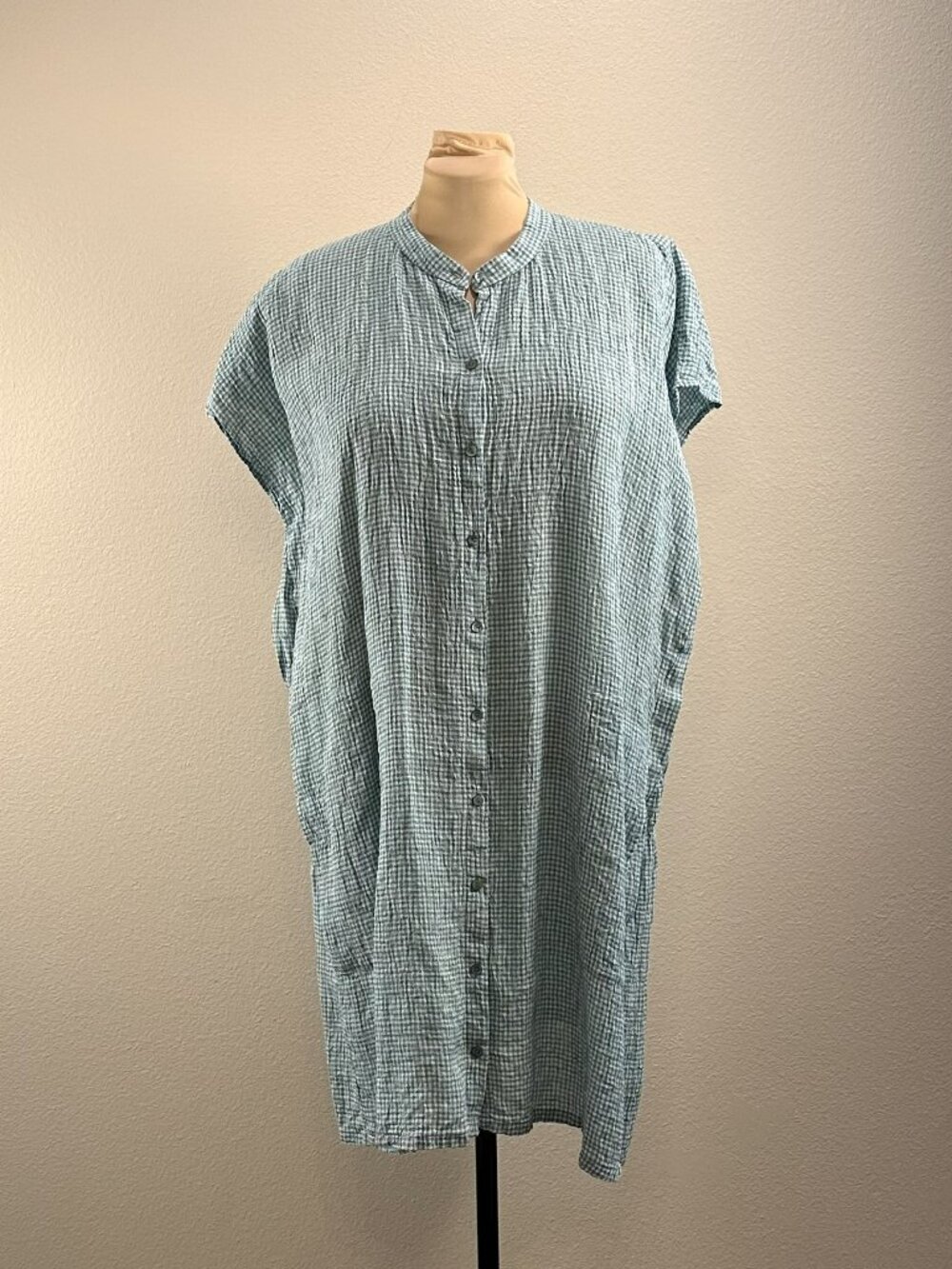 Eileen Fisher Organic Linen Gingham Shirtdress